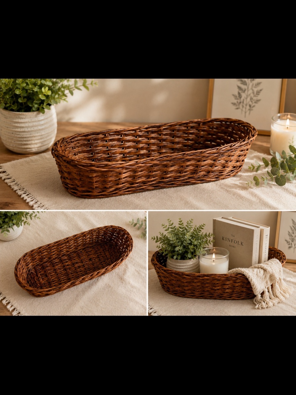 Handwoven Brown Wicker Storage Basket - Home Accents